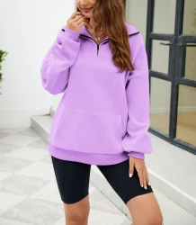 Y2K Solid Color Stand Collar With Pocket Zipper Sweatshirt Casual Sports Loose Top Women's Clothing