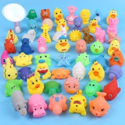 10-Piece Set Cute Animal Swimming Water Toys - Soft Rubber Squeaky Bath Toys