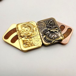 New EDC Metal Snap Coin Push Card Fidget Spinner - Year of the Dragon Zodiac Ornament