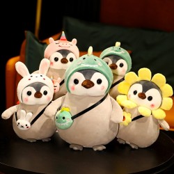 25cm Kawaii Penguin Plush Toys - Lovely Penguin Turn to Dinosaur Sunflower Dolls