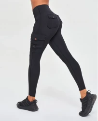 CARGO FITNESS LEGGINGS - BLACK