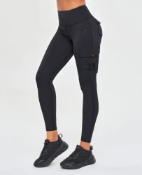 CARGO FITNESS LEGGINGS - BLACK