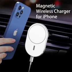 Magnetic Cell Phone Car Holder for MagSafe iPhone 12, 13, 14, 15 Pro Max - 15W Qi Wireless Charger