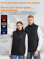 Men's USB Rechargeable Solid Heated Vest, Smart Electric Heating Jacket With Adjustable Temperature Control, Winter Outdoor Warmth Gear