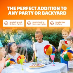 Inflatable Rainbow Beach Balls - Bulk Pool Toy Party Favor