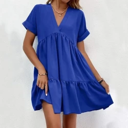 New Short-sleeved V-neck Dress Summer Casual For Women