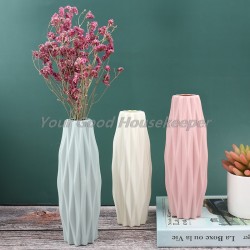 1PC White Imitation Ceramic Flower Vase - Elegant Home Decoration Plastic Flower Pot for Living Room Flower Arrangements