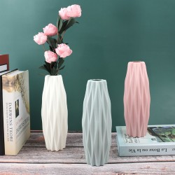 1PC White Imitation Ceramic Flower Vase - Elegant Home Decoration Plastic Flower Pot for Living Room Flower Arrangements