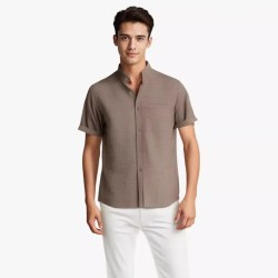 Solid-color Short-sleeved Lapel Shirt