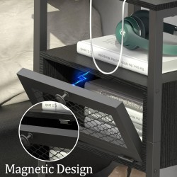 2PCs Modern Nightstand End Table - Side Table with USB Ports, Storage Drawer, and Bedside Table