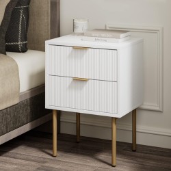 Aobafuir Nightstand - 2 Drawer Dresser for Bedroom, Small Side Table with 2 Drawers, Bedside Furniture, Night Stand, End Table