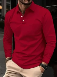 Mens Ultra-Soft Stretch Golf Polo Shirt - Breathable, Long Sleeve Design - Perfect for Spring & Fall - Ideal Gift