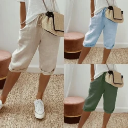 Women's Pocket Cotton Linen Pants