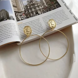 Vintage Coin Statement Hoop Earrings