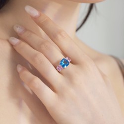 Trio Radiance Blue and Pink Gemstone Ring