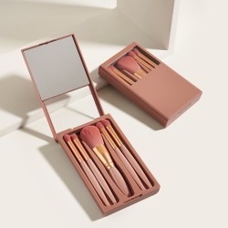 5-Piece Travel Makeup Brush Set with Mirror