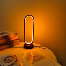 1PC Ring LED Bedside Lamp - Three-Color Dimming Night Light for Bedroom and Living Room