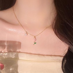 Tulip Pearl Necklace Clavicle Chain