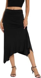 Women's Waist Pleating Fashionable Elegant Irregular Hem Skirt