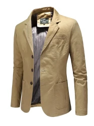 Men's Casual Cotton Blazer, Long Sleeve Relaxed Fit Suit Jacket, All-Season Wear With Pockets