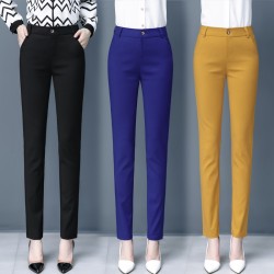 Blue Suit Pants Spring Women's High Waist Career Figure Flattering Drape Skinny Pants