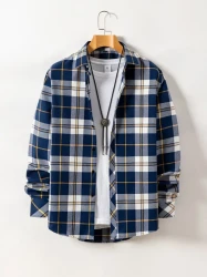 Classic Plaid Long Sleeve Shirt for Men - Stylish & Soft, Versatile Daily Wear - Breathable Comfort for Spring, Fall Outdoors