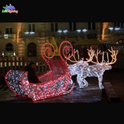 Custom Outdoor LED Reindeer with Sleigh - Hot Sell Christmas Decoration