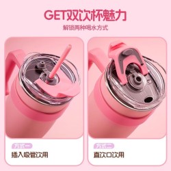 MINISO Loopy Series Jumbo Large Capacity Straw Cup – Cute Cug for Girls, Stainless Steel High Color Value, 1.6L Capacity