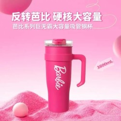 MINISO Barbie Co-Branded 1600ML Large-Capacity Stainless Steel Water Cup – Thermal Insulation, Pink, Girls’ Water Bottle