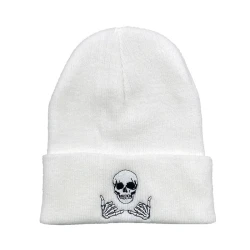 Skull Embroidered Beanie - Unisex Winter Hat