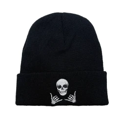 Skull Embroidered Beanie - Unisex Winter Hat