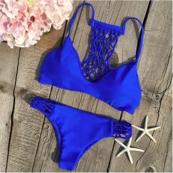 Women's Royal Blue Mesh Bikini Set - Two-Piece Swimsuit