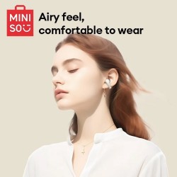 Original MINISO MCT09 Wireless Bluetooth V5.3 Earphones – Touch Control Ear Clip Music Earbuds, Sport Running Headset with Mic