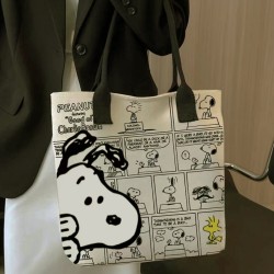 MINISO Snoopy Cartoon Printed Canvas Bag – Large Capacity Handbag, Casual Versatile Tote Bag, Shopping Bag, Shoulder Bag