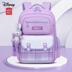 MINISO Disney LinaBell Student Bag – Kawaii StellaLou Waterproof Schoolbag with Cartoon Design, Large Capacity and Safety Reflectors Backpack