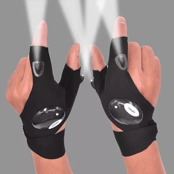 LED Flashlight Waterproof Fingerless Gloves