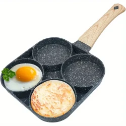 4-Hole Nonstick Egg Frying Pan - Omelette and Pancake Pan for Breakfast, Burgers, Bacon, and Steak