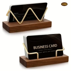 Wood Business Card Holder Golden Card Holder Stand