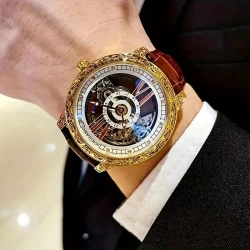 Cool Men's Mechanical Watch Double-sided Hollow Design