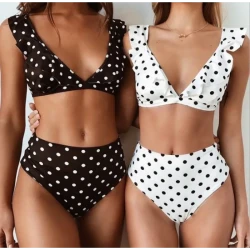 Retro Polka Dot High-Waisted Bikini Set