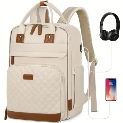 Casual Polyester Laptop Backpack for Men and Women, Lightweight School Bag, Waterproof Business Work Travel Computer