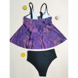 Women's Tropical Print Tankini Set - Two-Piece Swimwear