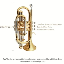 JYCO-E100G Trumpet Brass Lacquered Cornet B-flat Professional Trumpet Beginner Horn Jazz Instrument Gift Trumpet