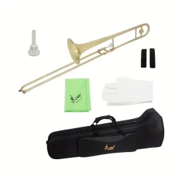 Slade Lds826 Brass B-Flat Cornet | Compact Mini Trumpet for Beginners | Includes Protective Case, White Gloves & Cleaning Kit