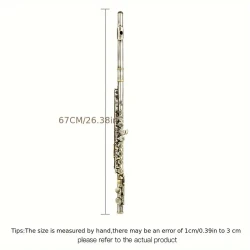 KALUOLIN Soprano C Key Flute, 16 Closed Hole, E Mechanism, Brushed Copper Surface, Professional Flute with Leather Case