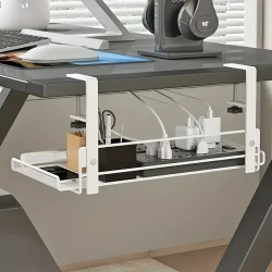 Adjustable Office Table Hanging Storage Rack - No Punching Required