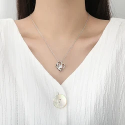 Zircon Double Love Necklace With Rhinestones Jewelry For Women