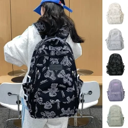 Cute Bears Print Backpack Fashion Versatile Large Capacity Travel Bags Women