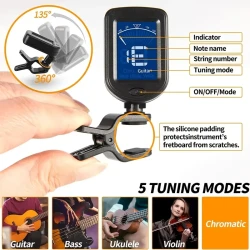 Ultra-Accurate Chromatic Tuner - Quick-Clip for Acoustic Guitar, Bass, Violin & Ukulele - Versatile Universal Tuning Tool