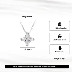 S925 Silver Cruciate Flower Star Cut Diamond Necklace - Elegant Pendant Jewelry